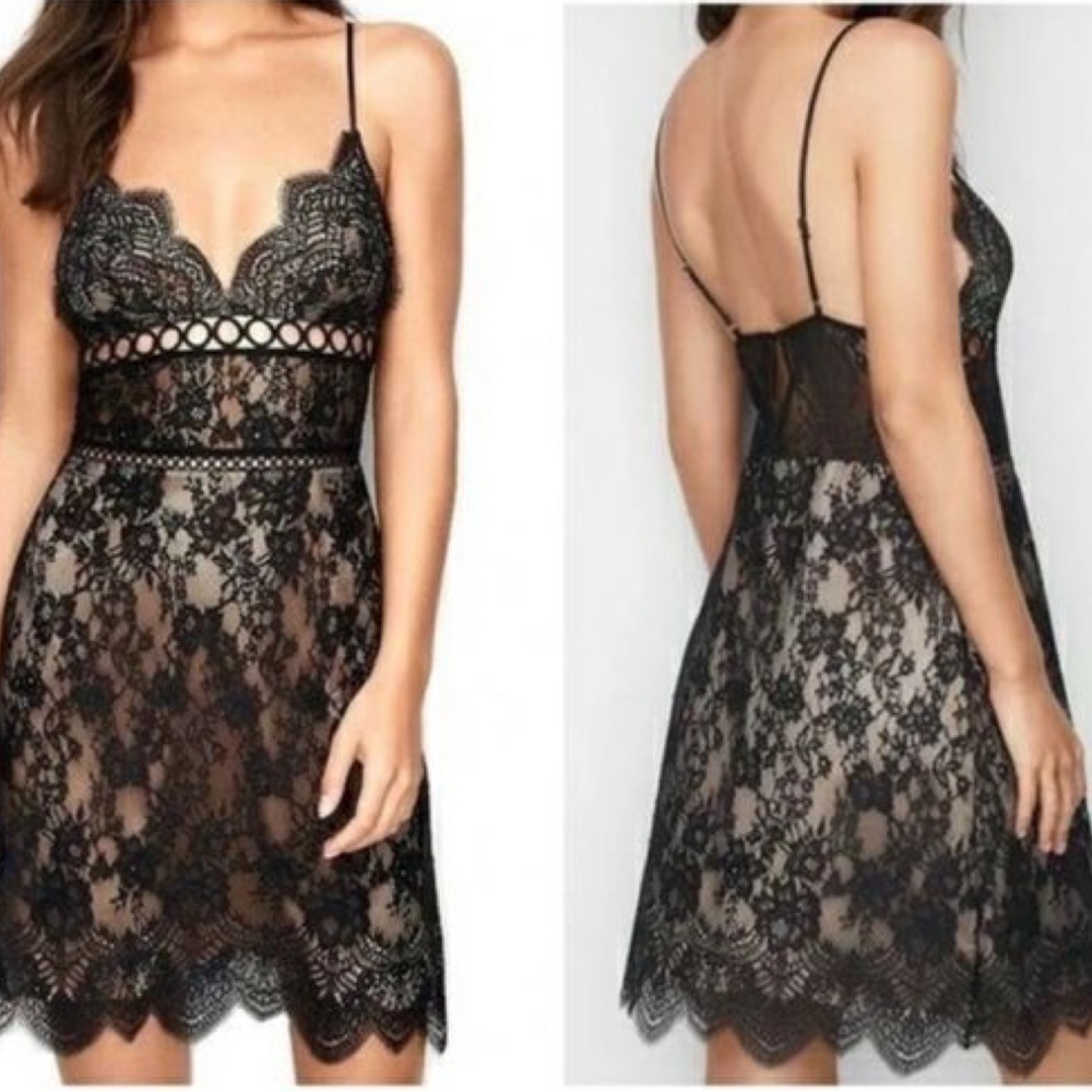 Victoria’s Secret lace slip dress black size S